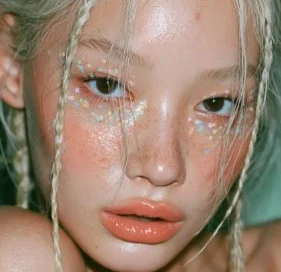 글리터 메이크업을 한 인물 클로즈업